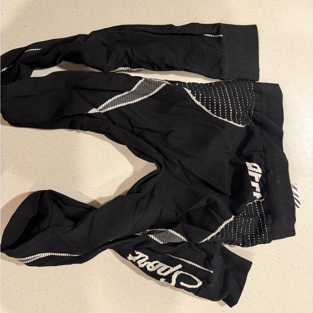 Off-White Black Leggings with White Contrast Graphics
